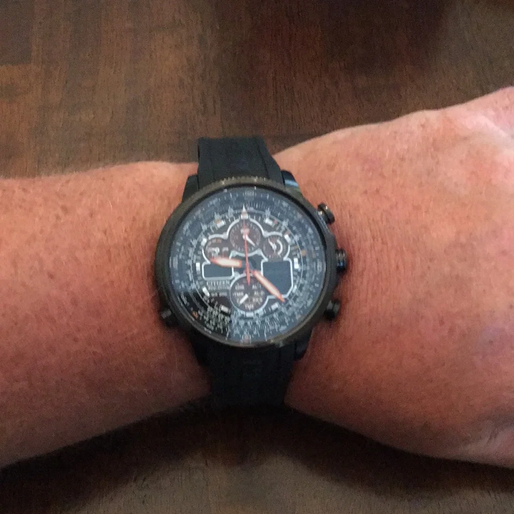 Citizen Navihawk Black with Orange Accents Pilot Chronograph